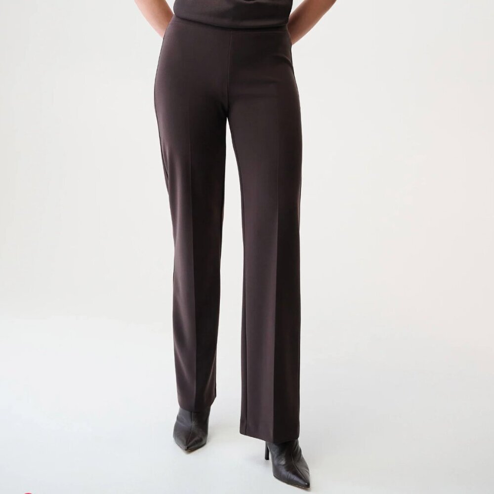Joseph Ribkoff Wide Leg Brown Dress Pants 4 Classic 33" Inseam Tall Long Office